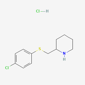 molecular formula C12H17Cl2NS B1473456 2-([(4-Chlorophenyl)sulfanyl]methyl)piperidine hydrochloride CAS No. 1864073-44-8