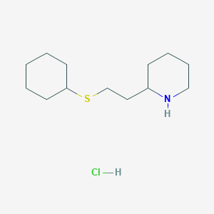 molecular formula C13H26ClNS B1473457 2-[2-(Cyclohexylsulfanyl)ethyl]piperidine hydrochloride CAS No. 1864073-54-0