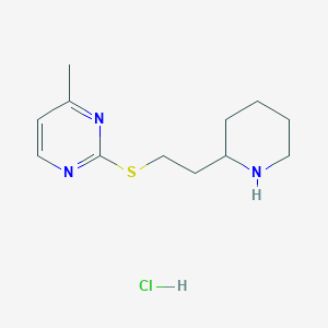 molecular formula C12H20ClN3S B1473458 4-Methyl-2-([2-(piperidin-2-YL)ethyl]sulfanyl)pyrimidine hydrochloride CAS No. 1864073-62-0