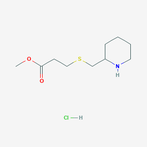 molecular formula C10H20ClNO2S B1473462 Methyl 3-[(piperidin-2-ylmethyl)sulfanyl]propanoate hydrochloride CAS No. 1864064-00-5