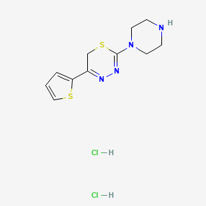 molecular formula C11H16Cl2N4S2 B1473463 2-piperazin-1-yl-5-(2-thienyl)-6H-1,3,4-thiadiazine dihydrochloride CAS No. 1426291-55-5