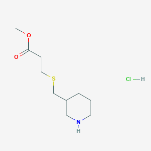 molecular formula C10H20ClNO2S B1473472 Methyl 3-[(piperidin-3-ylmethyl)sulfanyl]propanoate hydrochloride CAS No. 1864056-22-3