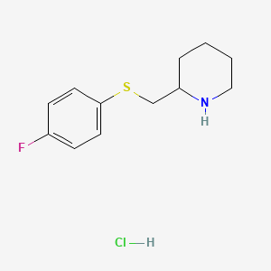 molecular formula C12H17ClFNS B1473473 2-([(4-Fluorophenyl)sulfanyl]methyl)piperidine hydrochloride CAS No. 1864014-47-0