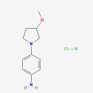 molecular formula C11H17ClN2O B1473496 4-(3-Methoxypyrrolidin-1-yl)aniline hydrochloride CAS No. 2098066-43-2