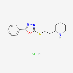 2-{2-[(5-Phenyl-1,3,4-oxadiazol-2-yl)sulfanyl]ethyl}piperidine hydrochloride