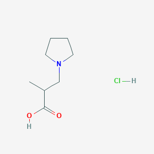 molecular formula C8H16ClNO2 B1473562 2-Methyl-3-(1-pyrrolidinyl)propanoic acid hydrochloride CAS No. 1365836-77-6