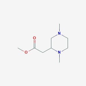 molecular formula C9H18N2O2 B1473570 Methyl 2-(1,4-dimethyl-2-piperazinyl)acetate CAS No. 1545641-06-2