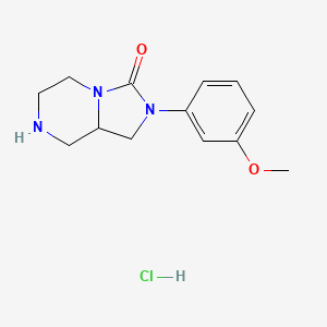 molecular formula C13H18ClN3O2 B1473588 2-(3-methoxyphenyl)hexahydroimidazo[1,5-a]pyrazin-3(2H)-one hydrochloride CAS No. 1002337-97-4