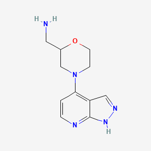 molecular formula C11H15N5O B1473630 (4-(1H-吡唑并[3,4-b]吡啶-4-基)吗啉-2-基)甲胺 CAS No. 1034769-58-8