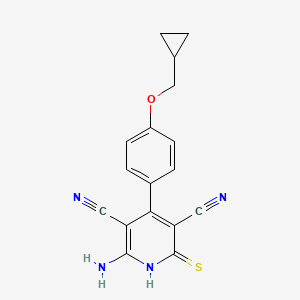 B1473660 2-Amino-4-[4-(cyclopropylmethoxy)phenyl]-6-sulfanyl-3,5-pyridinedicarbonitrile CAS No. 910487-62-6