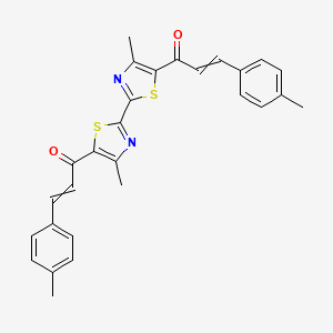 1-[4-Methyl-2-[4-methyl-5-[3-(4-methylphenyl)prop-2-enoyl]-1,3-thiazol-2-yl]-1,3-thiazol-5-yl]-3-(4-methylphenyl)prop-2-en-1-one