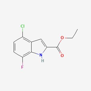 molecular formula C11H9ClFNO2 B1473701 4-chloro-7-fluoro-1H-indole-2-carboxylic acid ethyl ester CAS No. 396075-01-7