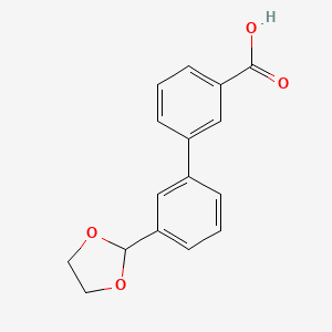 B1473724 3'-(1,3-Dioxolan-2-YL)biphenyl-3-carboxylic acid CAS No. 400750-26-7
