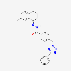 B14738425 N'-(5,7-Dimethyl-3,4-dihydronaphthalen-1(2H)-ylidene)-4-[(5-phenyl-2H-tetrazol-2-yl)methyl]benzohydrazide CAS No. 5405-51-6