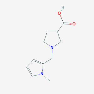 molecular formula C11H16N2O2 B1473913 1-[(1-methyl-1H-pyrrol-2-yl)methyl]pyrrolidine-3-carboxylic acid CAS No. 1521641-32-6