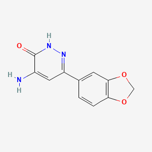 molecular formula C11H9N3O3 B1473916 4-amino-6-(2H-1,3-benzodioxol-5-yl)pyridazin-3-ol CAS No. 1513402-22-6