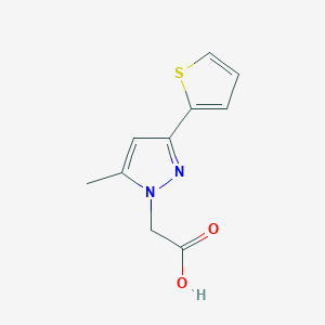 molecular formula C10H10N2O2S B1473921 2-(5-methyl-3-(thiophen-2-yl)-1H-pyrazol-1-yl)acetic acid CAS No. 1536838-94-4