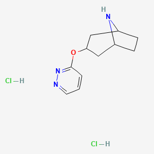 molecular formula C11H17Cl2N3O B1473923 3-(Pyridazin-3-yloxy)-8-azabicyclo[3.2.1]octane dihydrochloride CAS No. 1820740-02-0