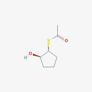 molecular formula C7H12O2S B1473946 1-{[(1R,2R)-2-hydroxycyclopentyl]sulfanyl}ethan-1-one CAS No. 1638544-20-3