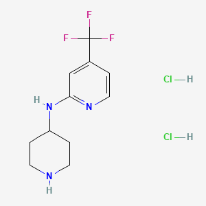 molecular formula C11H16Cl2F3N3 B1473965 N-(piperidin-4-yl)-4-(trifluoromethyl)pyridin-2-amine dihydrochloride CAS No. 2097953-30-3
