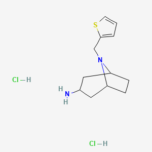 molecular formula C12H20Cl2N2S B1473975 8-(Thiophen-2-ylmethyl)-8-azabicyclo[3.2.1]octan-3-amine dihydrochloride CAS No. 2098129-58-7