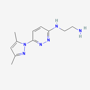 molecular formula C11H16N6 B1473981 N'-[6-(3,5-dimethylpyrazol-1-yl)pyridazin-3-yl]ethane-1,2-diamine CAS No. 1706447-57-5