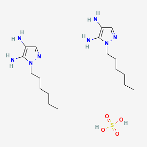 molecular formula C18H38N8O4S B1473989 1-Hexyl 4,5-diamino pyrazole sulfate CAS No. 1361000-03-4