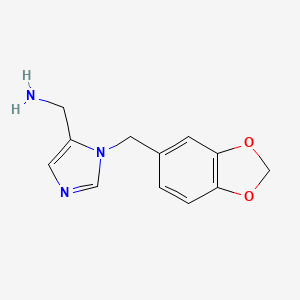 molecular formula C12H13N3O2 B1474010 (1-(benzo[d][1,3]dioxol-5-ylmethyl)-1H-imidazol-5-yl)methanamine CAS No. 1538533-66-2