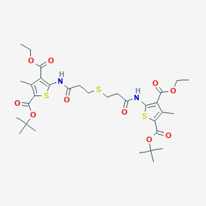 molecular formula C32H44N2O10S3 B14740100 2-O-tert-butyl 4-O-ethyl 5-[3-[3-[[3-ethoxycarbonyl-4-methyl-5-[(2-methylpropan-2-yl)oxycarbonyl]thiophen-2-yl]amino]-3-oxopropyl]sulfanylpropanoylamino]-3-methylthiophene-2,4-dicarboxylate CAS No. 6368-21-4