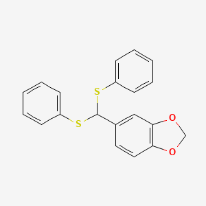 molecular formula C20H16O2S2 B14740776 5-(Bis(phenylthio)methyl)-1,3-benzodioxole CAS No. 6302-93-8