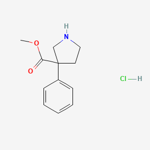 molecular formula C12H16ClNO2 B1474091 Methyl 3-phenylpyrrolidine-3-carboxylate hydrochloride CAS No. 1417546-06-5