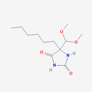 molecular formula C12H22N2O4 B14740923 5-(Dimethoxymethyl)-5-hexylimidazolidine-2,4-dione CAS No. 5461-00-7