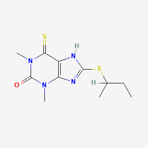 molecular formula C11H16N4OS2 B14740945 Theophylline, 8-(sec-butylthio)-6-thio- CAS No. 6493-40-9