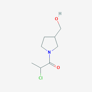 molecular formula C8H14ClNO2 B1474126 2-Chloro-1-[3-(hydroxymethyl)pyrrolidin-1-yl]propan-1-one CAS No. 1566034-72-7