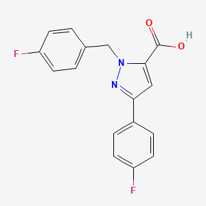 molecular formula C17H12F2N2O2 B1474133 1-(4-Fluorobenzyl)-3-(4-fluorophenyl)-1H-pyrazole-5-carboxylic acid CAS No. 1020239-57-9
