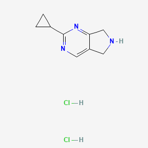 molecular formula C9H13Cl2N3 B1474150 2-环丙基-6,7-二氢-5H-吡咯并[3,4-d]嘧啶二盐酸盐 CAS No. 2098087-37-5