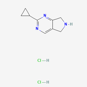 molecular formula C9H13Cl2N3 B1474150 2-シクロプロピル-6,7-ジヒドロ-5H-ピロロ[3,4-d]ピリミジン二塩酸塩 CAS No. 2098087-37-5