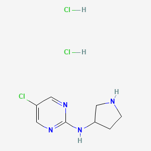 molecular formula C8H13Cl3N4 B1474156 5-氯-N-(吡咯烷-3-基)嘧啶-2-胺二盐酸盐 CAS No. 2098088-28-7