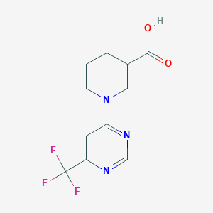 molecular formula C11H12F3N3O2 B1474217 1-[6-(Trifluoromethyl)pyrimidin-4-yl]piperidine-3-carboxylic acid CAS No. 1710195-26-8