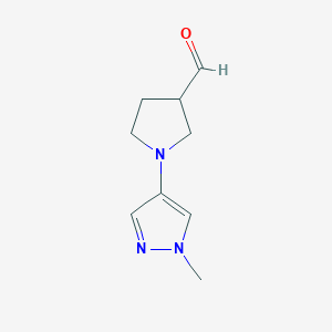 molecular formula C9H13N3O B1474225 1-(1-Methyl-1H-pyrazol-4-yl)pyrrolidine-3-carbaldehyde CAS No. 1707735-24-7