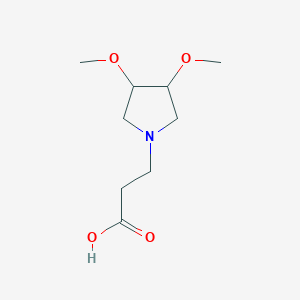 molecular formula C9H17NO4 B1474233 3-(3,4-二甲氧基吡咯烷-1-基)丙酸 CAS No. 1696481-09-0