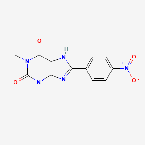 molecular formula C13H11N5O4 B14742787 1,3-Dimethyl-8-(4-nitrophenyl)-3,7-dihydro-1h-purine-2,6-dione CAS No. 1094-63-9