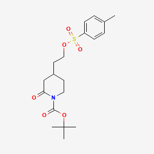 molecular formula C19H27NO6S B1474293 叔丁基 2-氧代-4-(2-（甲苯磺酰氧基）-乙基）哌啶-1-羧酸酯 CAS No. 1648864-33-8