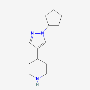 molecular formula C13H21N3 B1474298 4-(1-cyclopentyl-1H-pyrazol-4-yl)piperidine CAS No. 1443287-54-4