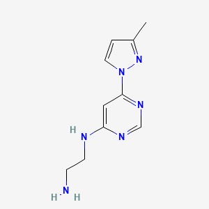 molecular formula C10H14N6 B1474302 N'-[6-(3-methylpyrazol-1-yl)pyrimidin-4-yl]ethane-1,2-diamine CAS No. 1706438-25-6
