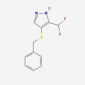 molecular formula C11H10F2N2S B1474304 4-(bencilo sulfanyl)-3-(difluorometil)-1H-pirazola CAS No. 1803562-25-5