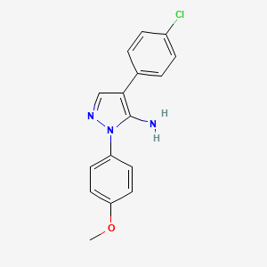 molecular formula C16H14ClN3O B1474317 4-(4-Chlorophenyl)-1-(4-methoxyphenyl)-1H-pyrazol-5-amine CAS No. 1202029-56-8