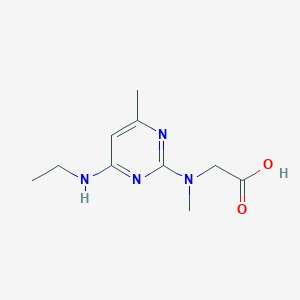 molecular formula C10H16N4O2 B1474325 N-(4-(ethylamino)-6-methylpyrimidin-2-yl)-N-methylglycine CAS No. 1706447-68-8