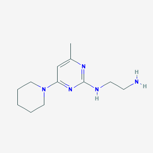 molecular formula C12H21N5 B1474339 N'-[4-methyl-6-(1-piperidyl)pyrimidin-2-yl]ethane-1,2-diamine CAS No. 1706442-23-0