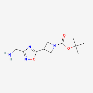 molecular formula C11H18N4O3 B1474350 Tert-butyl 3-(3-(aminomethyl)-1,2,4-oxadiazol-5-yl)azetidine-1-carboxylate CAS No. 1823774-69-1